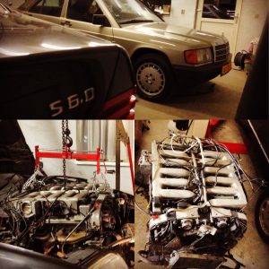 190 V12 Project build Engine removed from the W140 1