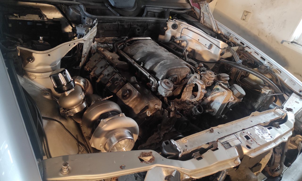 Mercedes M113 V8 Turbo & Wastgate in place 1