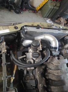 S124 V8 Turbo. Inlet piping + cooling lines in 3