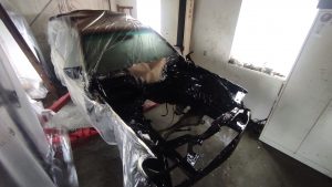 Wiring loom removed engine bay painted S124 V8 turbo 1
